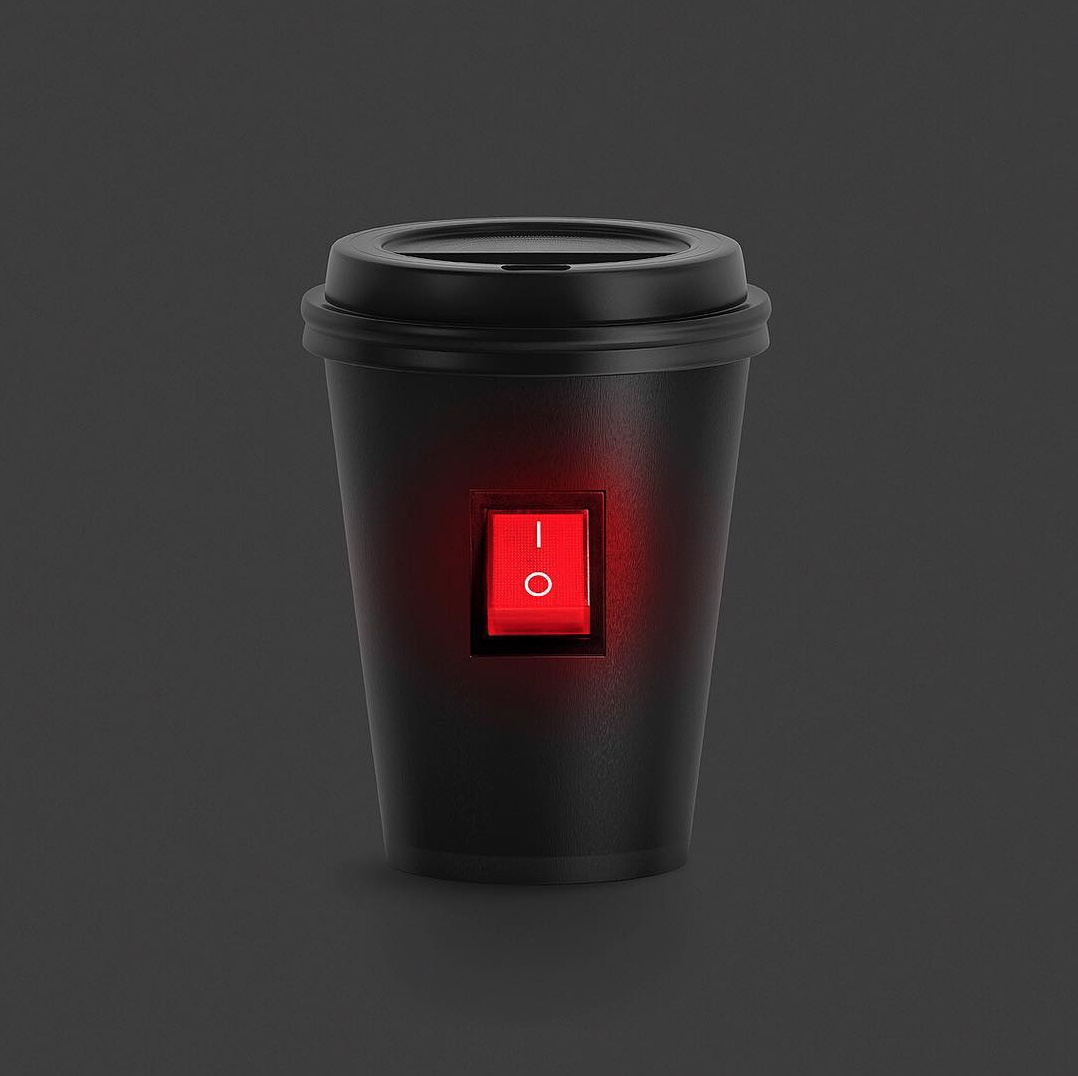 Coffee cup with a switch