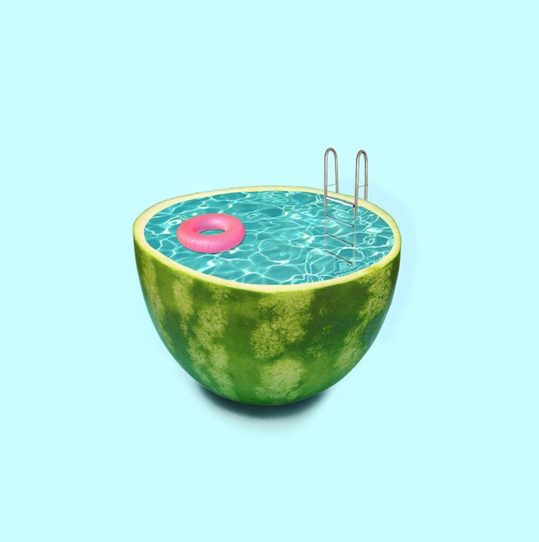 Watermelon with a pool in it